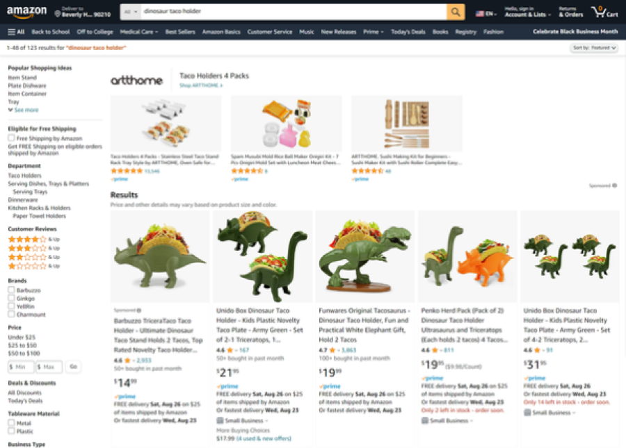 Amazon Search Results Page