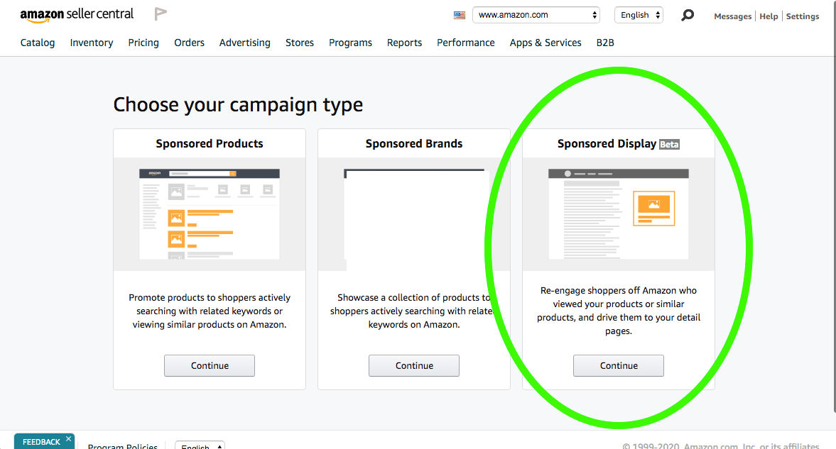 Seller Central - Sponsored Display Beta