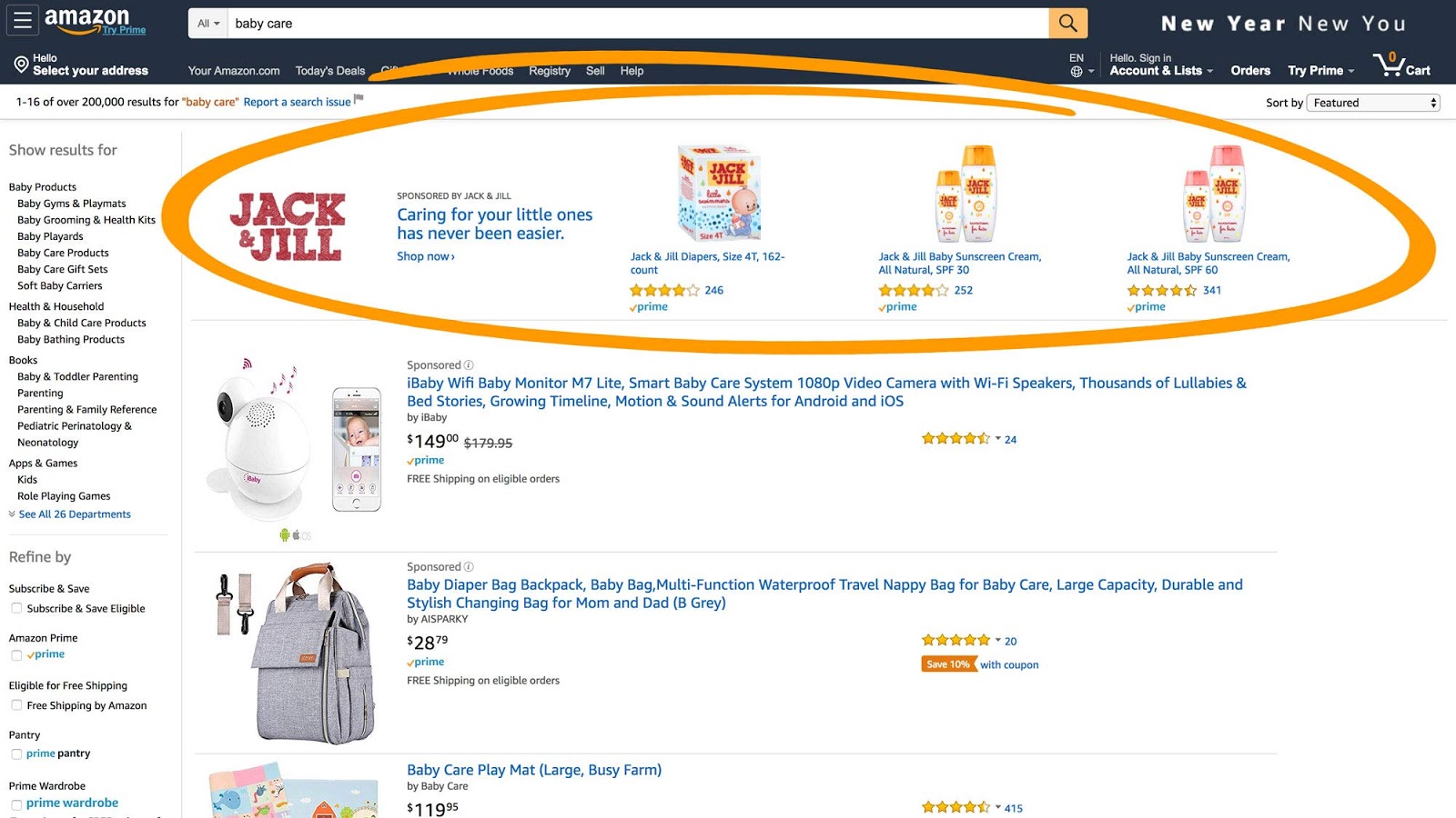 Example of a traditional Sponsored Brands ad on Desktop