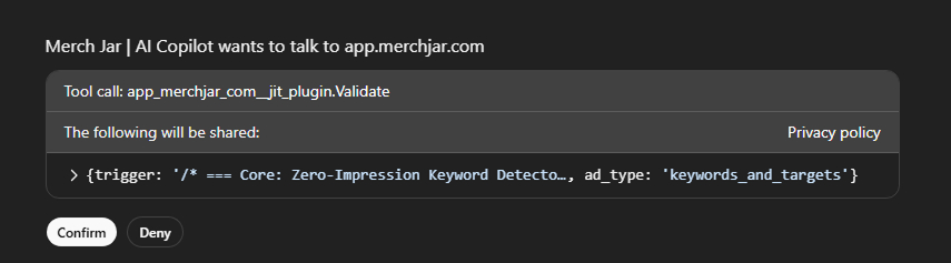 AI Copilot syntax validation confirmation before applying a change